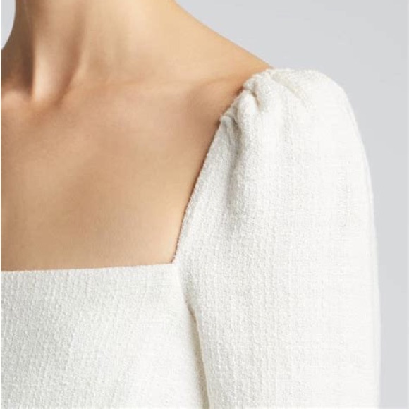 VERONICA BEARD Alona Tweed Square Neck Long Sleeve Mini Dress Ivory 8 - Picture 13 of 16